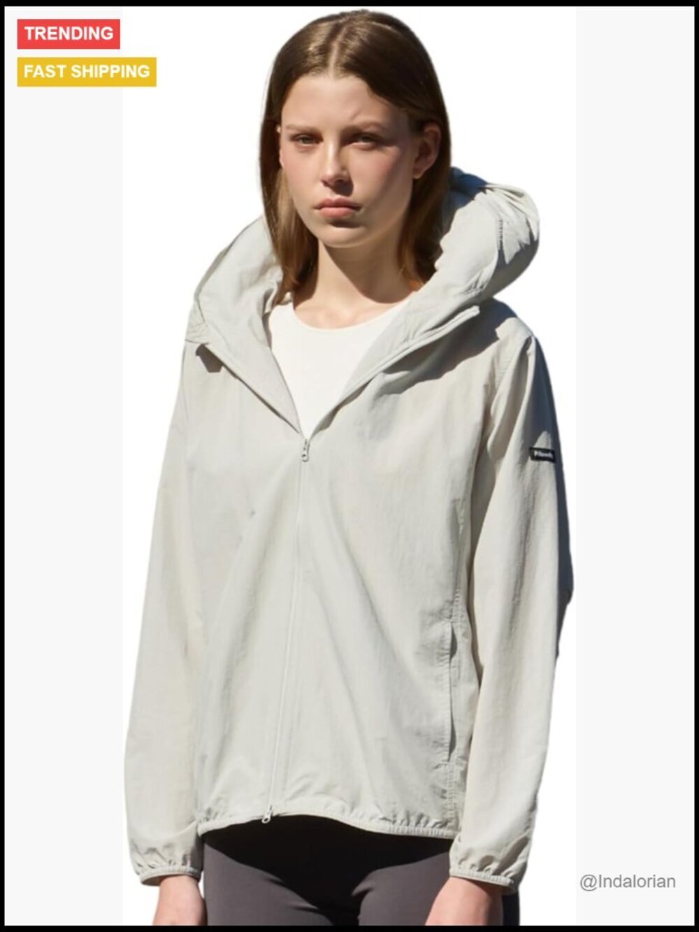 Full Zip Hoodie with Inflatable Travel Pillow, 100% Nylon, Relaxed Fit